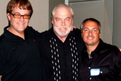 Max Allan Collins, Stacy Keach and Carl at a recording session for THE NEW ADVENTURES OF MICKEY SPILLANE'S MIKE HAMMER